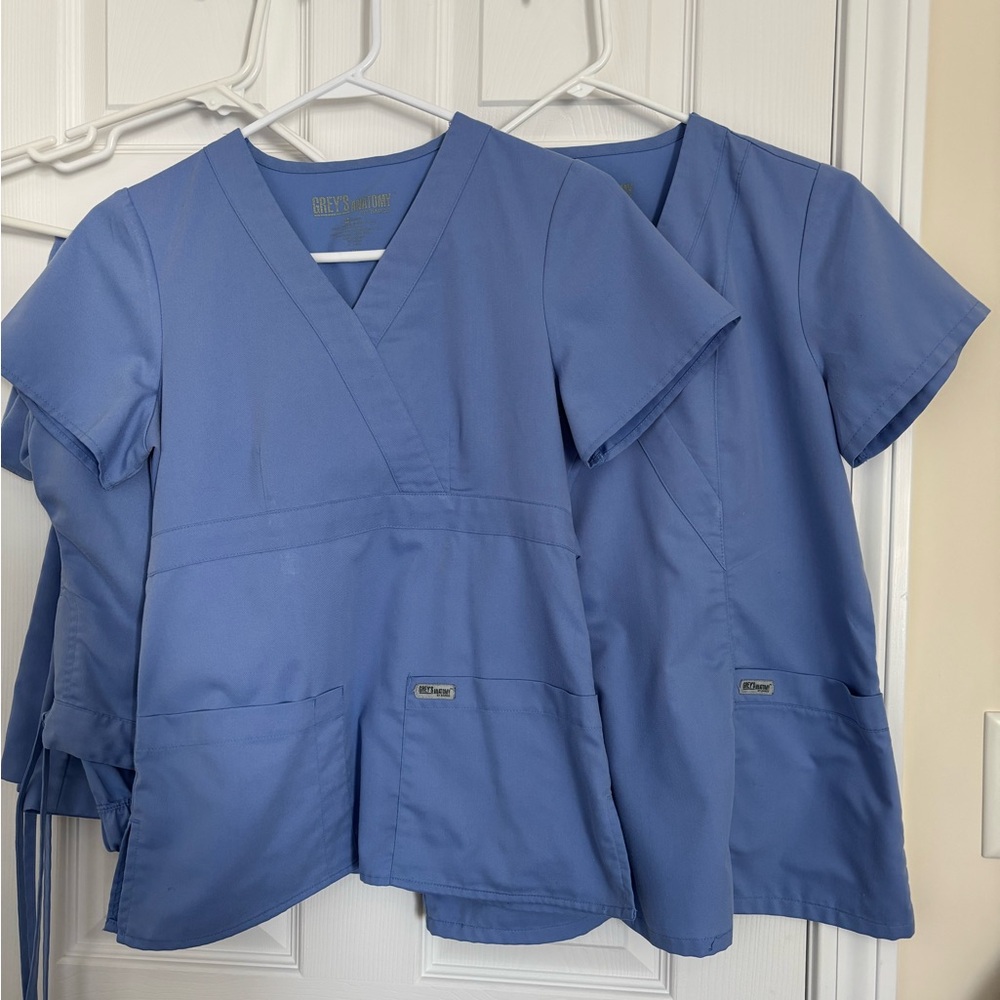 Grey's Anatomy Blue V-Neck Medical Scrub Tops